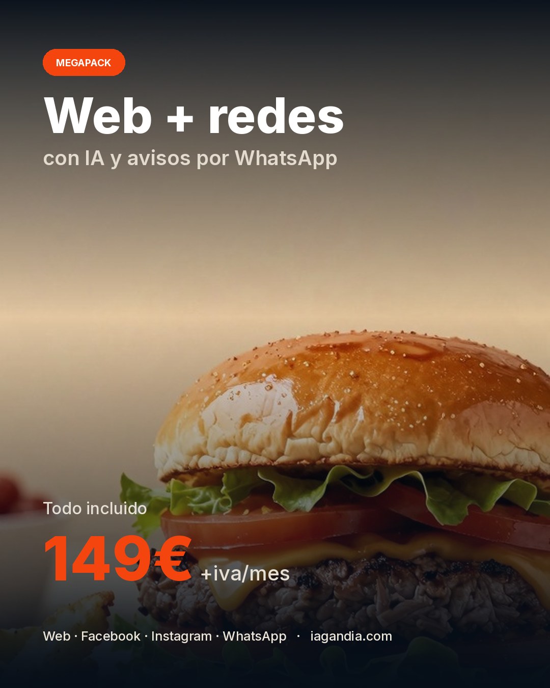 Publicación de Instagram: MegaPack, todo incluido 149€+iva/mes